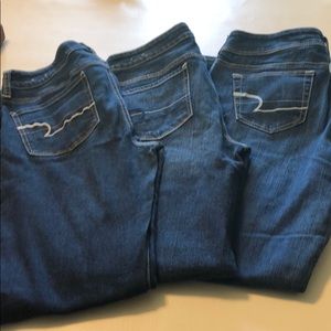 3 pair of jeans; two straight leg and one bootcut.